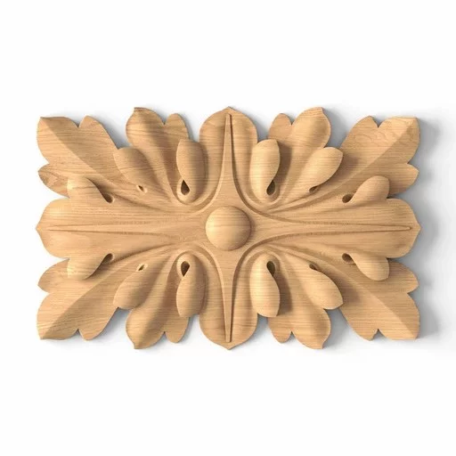 RECTANGULAR CARVED ROSETTE WITH ACANTHUS LEAVES