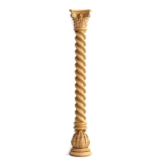 ANTIQUE STYLE SOLID WOOD CARVED TWISTED COLUMN, LEFT