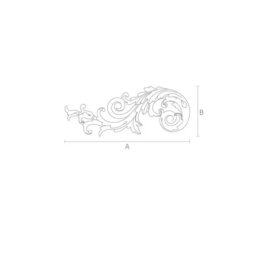 Baroque solid wood decorative floral appliques, Left