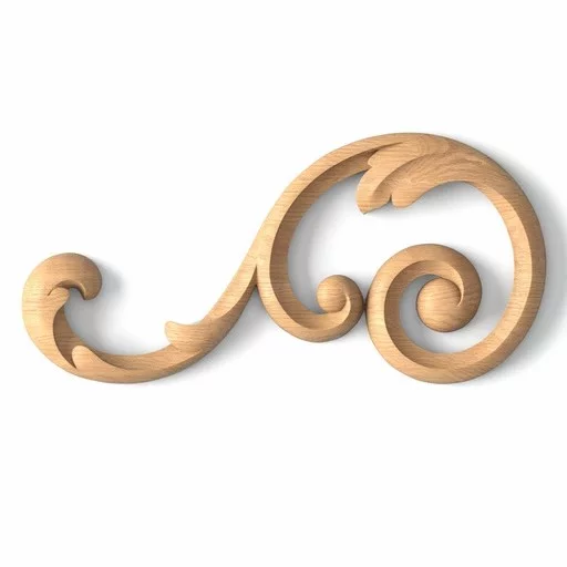 Openwork beech unfinished scroll applique, Left