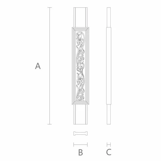 ART NOUVEAU OAK CARVED BALUSTER WITH IRISES FLOWERS