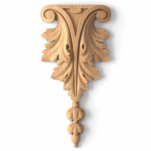 Ornate acanthus leaf drop onlay for furniture from beech