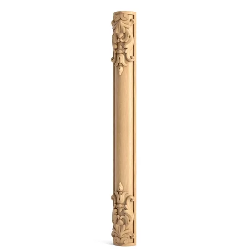 CARVED OAK CORNER COLUMN WITH ACANTHUS LEAVES