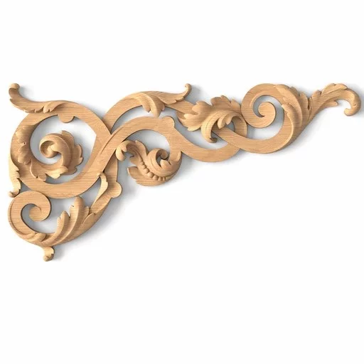Openwork oak furniture corner appliques, Left