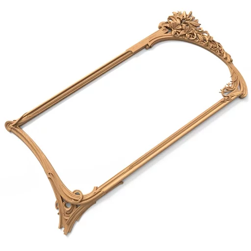 ART NOUVEAU STYLE SOLID WOOD FRAME MIRROR WITH LILIES