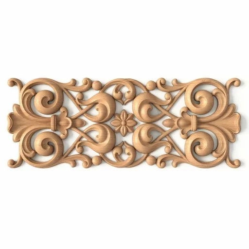 Rectangular hardwood antique style floral applique