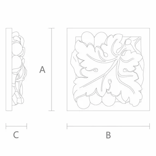 DECORATIVE SOLID WOOD ROSETTE GRAPES, RIGHT