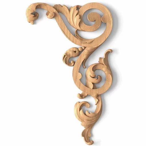 Carved wooden corner onlay with acanthus design, Right