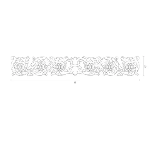 Baroque wooden long scroll onlay with acanthus leaves
