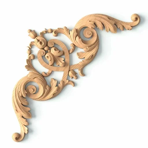 Baroque solid wood ornamnetal corner onlay