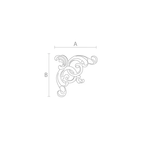 Elements floral design corner onlay applique, left
