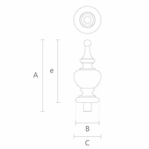 Antique style decorative hardwood finial
