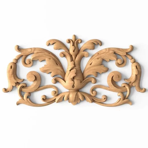 Rounded solid wood Baroque style applique