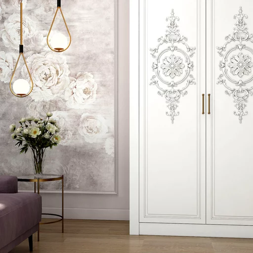 Complex solid wood Baroque style overlays set for the interior