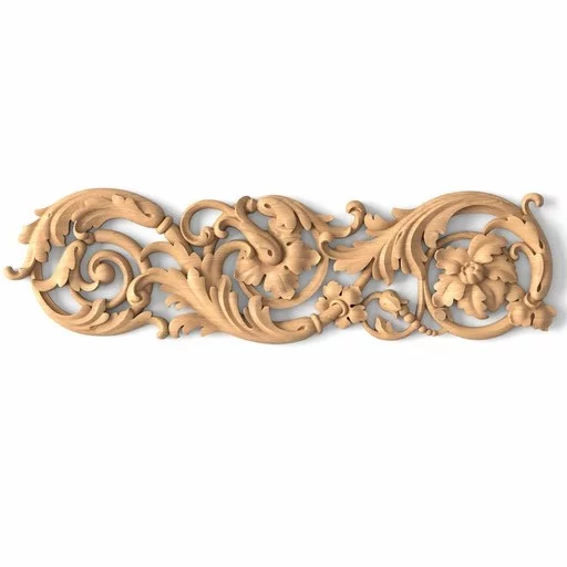 Carved wood openwork floral center onlay, Left