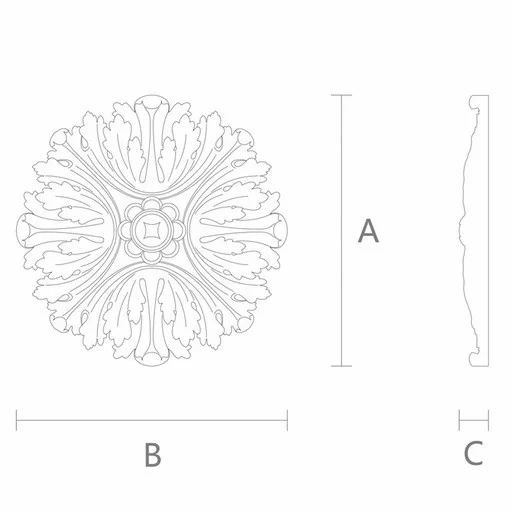 ROUND WOOD ROSETTES WITH ACANTHUS
