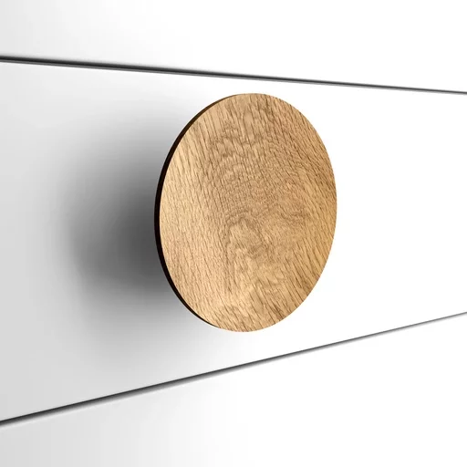 ROUND UNFINISHED WOODEN CABINET HANDLES. (SET OF 4 PC.)