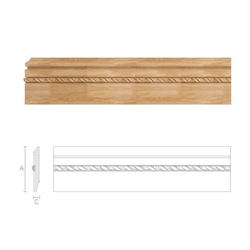 WIDE SOLID WOOD BASEBOARD WITH A TWISTED INSERT