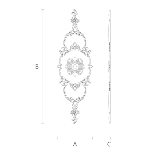 Openwork set of overlays with floral ornament from beech