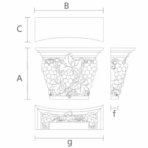 Pilaster caps with the bunch of grapes and leaves
