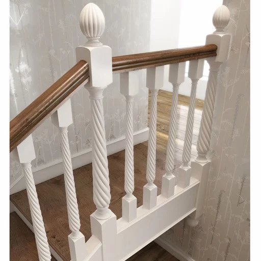 CUSTOM WOODEN ROUND BALUSTER WITH SPIRAL ORNAMENTATION