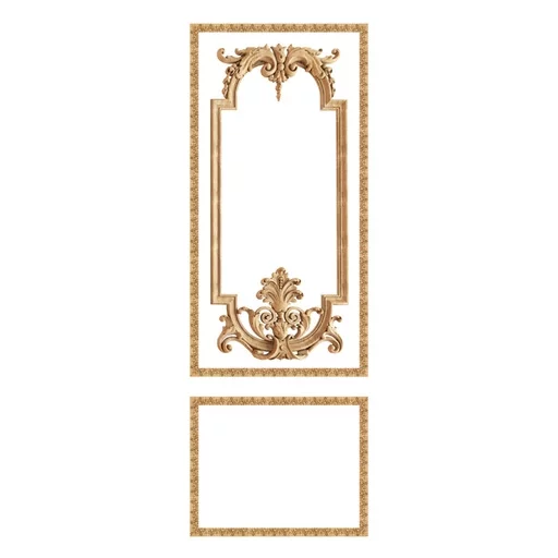 ORNATE FRENCH WALL PANELING WITH WOOD BEADING TRIM AND FLOWERS