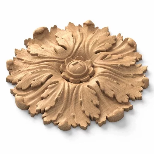ROUND WOOD ROSETTES WITH ACANTHUS