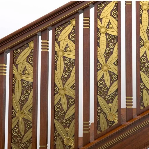 RECTANGULAR ART DECO OAK BALUSTER WITH FLOWERS