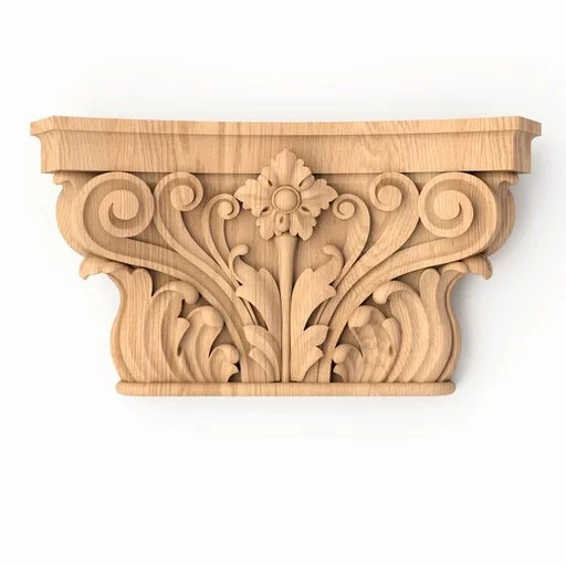 Hand-carved pilaster capitals with elements of floral design
