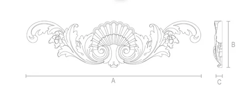 Ornate wooden Shell center onlay with flowers