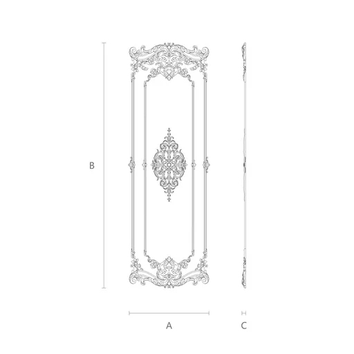 ORNATE FRENCH WALL PANELING WITH SCROLLS, PALMETTES AND FLORAL ELEMENTS