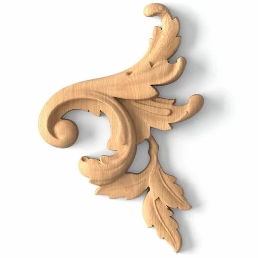 Antique-style wood floral appliques for furniture, Right