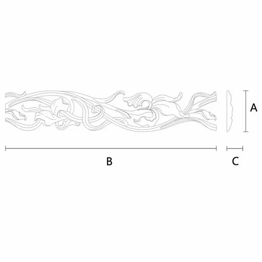 FLORAL WOOD TRIM WITH IRIS FLOWERS