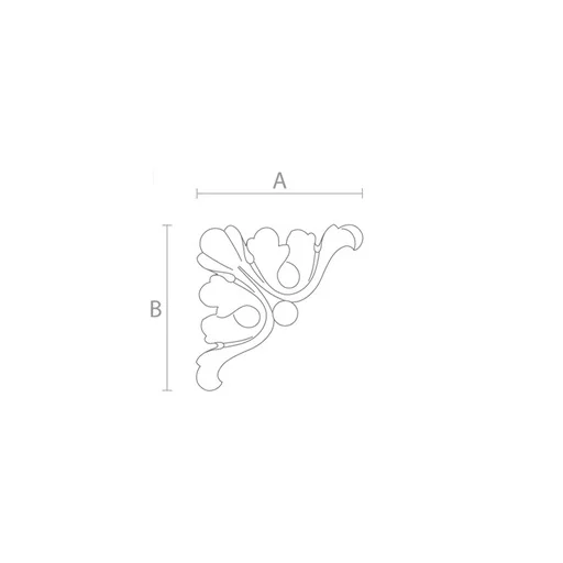 Acanthus leaf handcrafted corner applique from beech