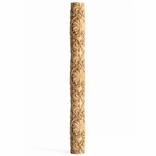 ORNAMENTAL WOODEN PILLAR WITH A FLORAL DESIGN