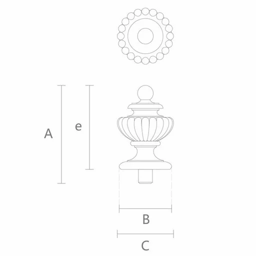 Renaissance custom wooden finial for stair post