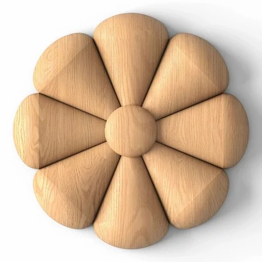 UNFINISHED SMALL FLOWER ROUNDED ROSETTE FROM OAK