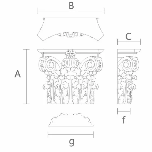 Ornamental column tops Composite order with volutes and flowers