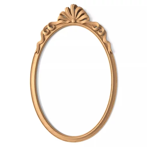 ROMANTIC STYLE SOLID WOOD OVAL FRAME MIRROR WITH A RIBBON BOW