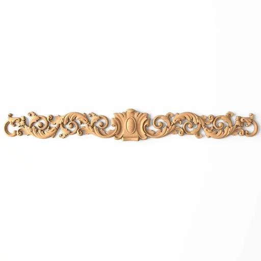 Handcrafted wooden cartouche with acanthus scrolls