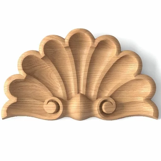 Solid wood shell onlay for furniture and interior