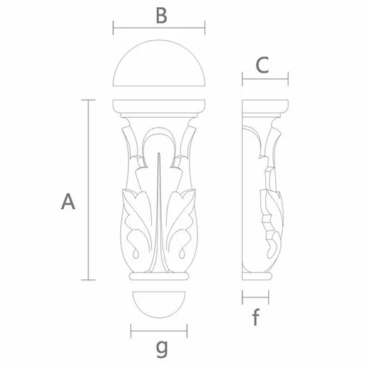 Column tops half-round with acanthus leave from oak
