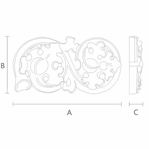 Gothic-style wood decorative scroll appliques, Left