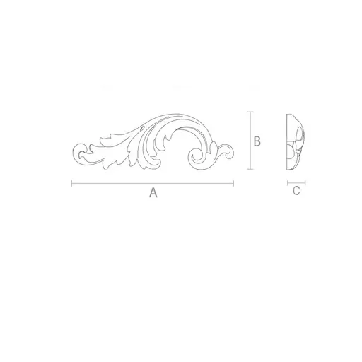 Baroque-style wooden scrolled acanthus applique, Left