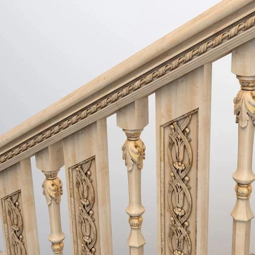 WOOD BALUSTERS WITH LILIES RECTANGULAR ART NOUVEAU STYLE