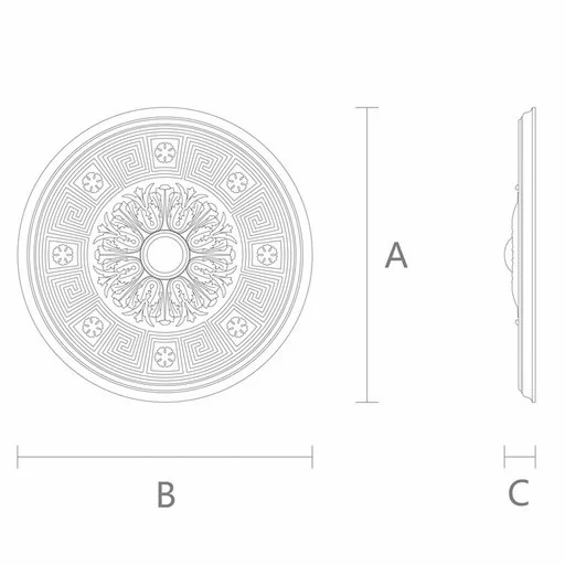 ROUND WOOD ROSETTE FLORAL WITH GREEK KEY