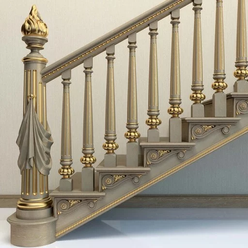 CARVED TORCH WOODEN DECORATIVE FLUTED NEWEL POST