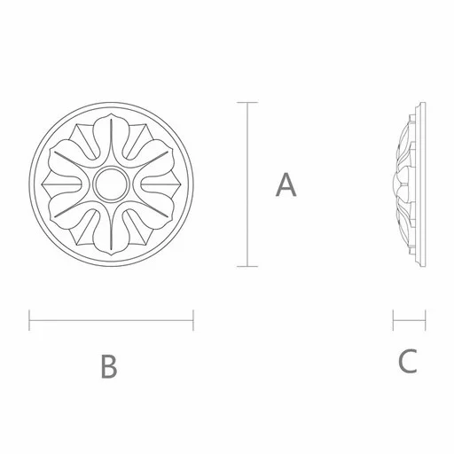 WOOD ROSETTES OVAL WITH ACANTHUS LEAF