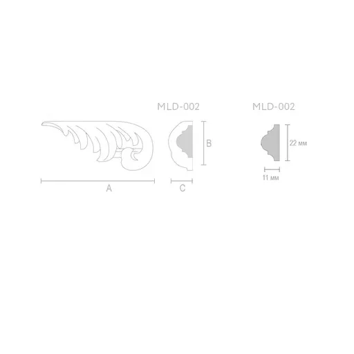 ACANTHUS CLOSED TIP FOR DECORATIVE WALL MOLDING PANELS, RIGHT