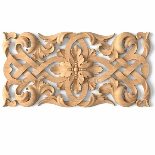 Rectangular acanthus onlay with a rosette from wood